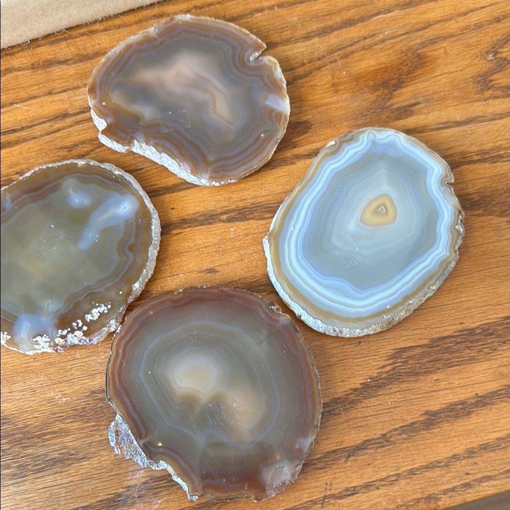 Brown and Cream Agate Slices with Polished Edges